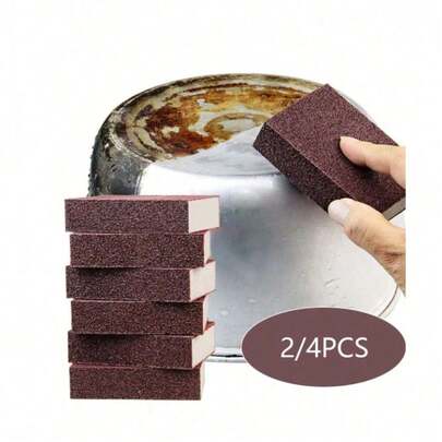 4pcs Rust-Removing Pot Scrubbing Sponges, Abrasive Cleaning Sponge Blocks For Kitchenware, Heavy-Duty Stain & Rust Eraser Scrubbers, Multi-Surface Cleaning Tools For Kitchen, Bathroom & Home