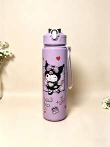800ml Solid Color Cute Medium Cup With Rope Handle & Straw, Shockproof & Heat Resistant Bounce Lid Water Bottle - Multicolor - View 11