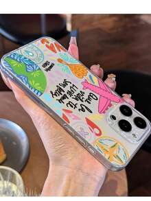 1pc Graffiti Airplane Travel Pattern Phone Case, Suitable For IPhone XR 11 12 13 14 15Plus 16Pro Max 17Air Max Series, Suitable As A Gift For Friends And Family - Multicolor - View 5