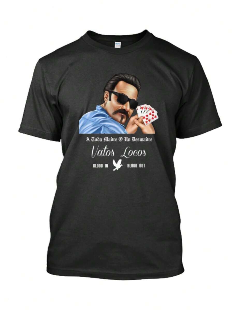maija mujerMagic Vatos Locos Graphic TShirt A Valor De Los Viejos De Los Viejos Hommes et Femmes, Coton, Noir avec Impression Blanche, Style Bohème, T-shirt Décontracté à Col Rond pour Toutes les Saisons, Tailles S5XL, Vêtement Décontracté |   Haut à imprimé ludique |   Tissu tricoté, T-shirt de tous les jours, PLUSLâche et confortableverano - Dos - Voir 1
