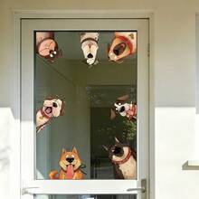 1Pc Kids Room Window Stickers, Self-Adhesive Cartoon Dogs Wall Decals, Funny Animal Window Decor For Children's Bedroom, Playroom, Nursery, Easy To Apply & Remove - Multicolor - View 2