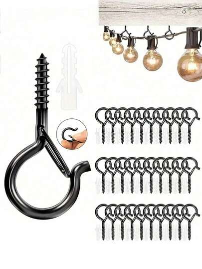 30 stuks stevige metalen schroefhaken, geschikt voor binnen- en buitengebruik - ideaal voor het ophangen van planten, ledverlichting, windgong en garagedecoratie.