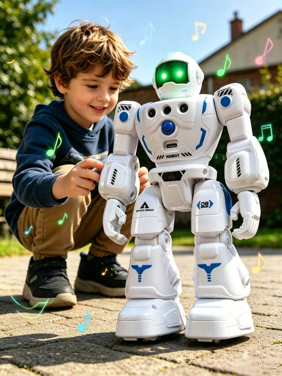 1pc 2026 New Gesture Sensing Remote Control Robot Toy, Spring Festival Companion Mini Version Cool Realistic Robot Remote Control Toy, Programmable Remote Control Robot, Remote Operation Gesture Sensing Control, Remote Forward Backward Left Right Turn Walking, Sliding, Singing Dancing, Automatic Demonstration, Storytelling, Self-Programming, Gesture Remote Sensing Mode