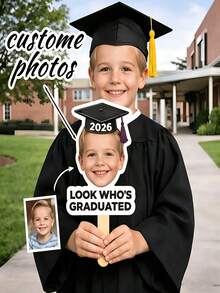 Customized Graduation Class Decorative Fan, Personalized Photo Printed On Fan Surface, Suitable For Learners, Graduation Season Decoration, Party Events And Gift Choice - Multicolor - View 1