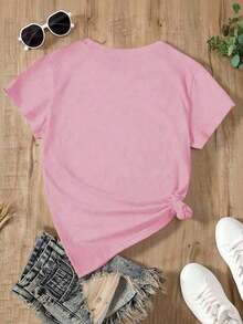 Camiseta de mujerYOCASA Camiseta Blanca con 5 Corazones de Leopardo Estampada, Manga Corta, Corte Holgado, Casual y Versátil para Mujer Blusa de Mujer con Estampado de Corazones de Estilo Leopardo, Manga Corta, Ajuste Holgado, Ropa Casual Diaria Camiseta Holgada de Corazones Leopardo para Mujer, Manga Corta, Estampado Único, Casual y MultiusosCómoda y ligera - YH628-Rosa - Ver 4