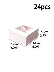 4pcs/8pcs/24pcs White Cardboard Cookie Boxes With Window, Simple Minimalist Packaging For Baked Goods, Cookies, Pastries, Portable And Dust-Proof - View 12