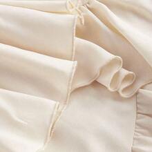 MOD Apricot Vintage Ruffled Hem Women's Dress, Casual Outfit For Early Autumn - Blanco - Ver 5