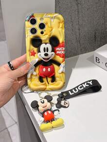 This Disney Mickey Mouse Lanyard Phone Case Is Fully Covered In TPU Material. It's Shockproof, Lightweight, And Compatible With IPhone17/16/11/13/15/15 Plus/15 Pro/15 Pro Max/12/14 Pro Max/11 Pro Max/12 Pro/12 Pro Max/13. This Phone Case Makes A Popular Birthday Gift Or Business Gift; It's Durable, Stain- And Fingerprint Resistant, And Suitable For Both Men And Women. The Set Also Includes A Mickey Mouse Phone Case And A Mickey Mouse Plush Bracelet. It's A Perfect Gift For Friends And Family. This Stylish Phone Case Is Fun, Lightweight, And Durable. IPhone17 Pro Max Phone Case, Minnie Mouse Phone Case. - trắng - Xem 1