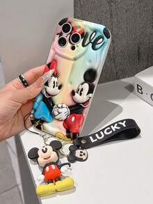 This Disney Mickey Mouse Lanyard Phone Case Is Fully Covered In TPU Material. It's Shockproof, Lightweight, And Compatible With IPhone17/16/11/13/15/15 Plus/15 Pro/15 Pro Max/12/14 Pro Max/11 Pro Max/12 Pro/12 Pro Max/13. This Phone Case Makes A Popular Birthday Gift Or Business Gift; It's Durable, Stain- And Fingerprint Resistant, And Suitable For Both Men And Women. The Set Also Includes A Mickey Mouse Phone Case And A Mickey Mouse Plush Bracelet. It's A Perfect Gift For Friends And Family. This Stylish Phone Case Is Fun, Lightweight, And Durable. IPhone17 Pro Max Phone Case, Minnie Mouse Phone Case. - White - View 2