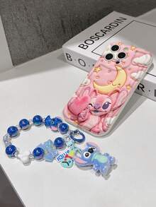 Disney Has Authorized, Phone Case - Chain Set, The Stitch Lilo & Stitch 3D Phone Case Plus A Silicone 3D Stitch Bracelet With Metallic Ring Removable Bracelet, Stitch And Angel Pattern, Compatible With Iphone17/16/15/14/13/12/11/XS/XR/X Plus Pro Max, A Stylish Cartoon Phone Case, The Perfect Gift Choice, Phone Protection, Durable Phone Cover, Great Gift For Friends And Family. - trắng - Xem 5