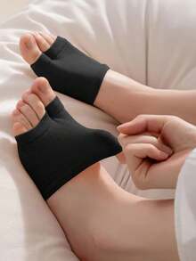 1 Pair Black Half-Tube Flip-Flop Leg Warmers, Lightweight Summer Style, Toe-Divided Design, Invisible Seamless, Non-Slip, Foot Protection, Invisible Leg Warmers, Half-Tube Flip-Flop Sock Liners, Thin & Breathable Comfort - Multicolor - View 4