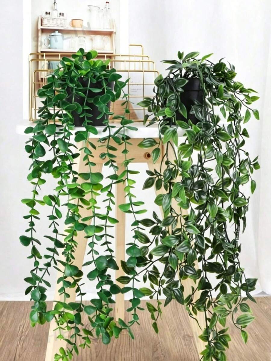 1/2件人造花瓶，仿真花與植物，適用於房間/客廳、牆面、辦公室、浴室、層架裝飾，婚禮與生日裝飾，適合春夏戶外與花園裝飾，入厝禮物
