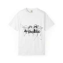 LNGSHOT  GROUP T-Shirt |   Illustrated Faces Tee |   4SHOBOIZ - 白色 - 查看 1