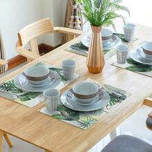 18*11.81 Inch (45*30cm) Tropical Monstera Leaf Print Rectangular Placemats, Available In 1/2/4/6/8/30 Sets, Made Of 100% Polyester With Non-Slip And Heat-Resistant Properties, Machine Washable, Hand Washable And Dry Cleanable, Ideal For Daily Dining And Home Decor, Perfect For Tropical And Boho Style Enthusiasts - Multicolor - View 6