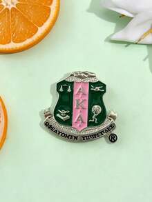 AKA Sorority Shield Lapel Pin, Enamel Greek Letter Brooch, Sisterhood Jewelry Gift - Green - View 2