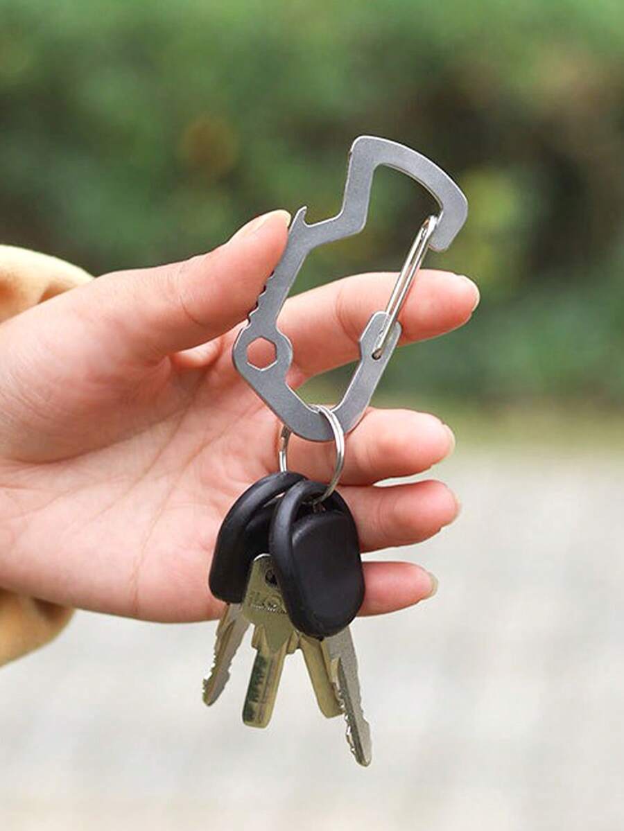 1pc Stainless Steel D-Ring Bottle Opener Spring Carabiner Multifunctional Buckle Anti-Lost Rope Tool Keychain, Suitable For Wallet, Key, Birthday Gift For Friends Gifts For Mother, Father, Graduation, And Teacher - Multicolor - View 1