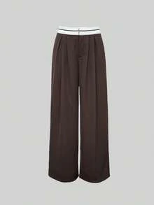 2026春夏新品：百搭中腰女士休闲通勤街头风长裤 - 咖啡棕 - 查看 4