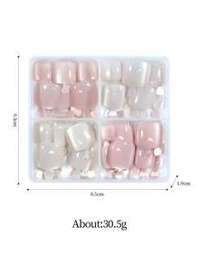 96pcs Y2K Style Cat Eye Edged False Toenails, Short Square Nude Color Fake Toenails, Suitable For Daily Wear, Applicable For Nail Salons And DIY - Multicolor - View 6