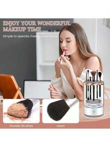 [Automatic Makeup Brush Cleaner] Automatic Makeup Brush Cleaner, Electric Brush Washer For Daily Use, Christmas Gift - White - View 8