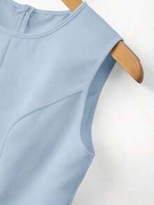 Camiseta de mujer sexy y elegante con estampado de lunares, adecuada para atuendos de primavera/verano - Azul - Ver 4