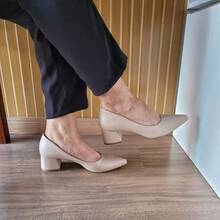 Women's Pump With 5cm Block Heel, Comfortable And Elegant For Work - Milithy Footwear - 杏仁 - 查看 1