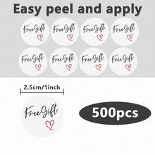 500pcs/Roll Free Gift Stickers, 5 Colors 1 Inch Waterproof Self-Adhesive Order Labels, Suitable For Gift Boxes, Cake Packaging, Handmade Products, Bakery, Coffee Shop, Milk Tea Shop And Small Business Packaging Gift Sealing Stickers - White - View 5