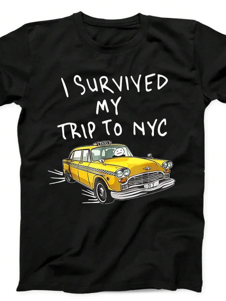 Sobreviví a mi viaje a Nueva York Nueva York Ciudad Taxi Amarillo Tom Regalo Bolso de mano Camiseta negra Sudadera Sudadera Sudadera con capucha 6.220 g uniS1ex 100 algodón Camiseta Peso ideal para todas las estaciones, adecuada tanto para hombres como para mujeres. Tejido de alta calidad y duradero, suave al tacto y de larga duración. Parte superior transpirable, adecuada para la ropa de otoño de las mujeres, ropa de vacaciones, Día de la Madre, celebraciones del Día de la Independencia y como regalo. - Negro - Ver 1