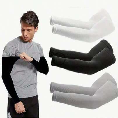 Ống tay giữ ấm mùa hè bằng lụa băng, unisex, chống tia UV, thoáng khí, thích hợp cho đạp xe và lái xe.
