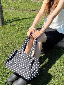 Back To School Unique Design Cute Polka Dot Handbag, Fashion Commuter Large Capacity Tote Bag For Women - Black - View 7