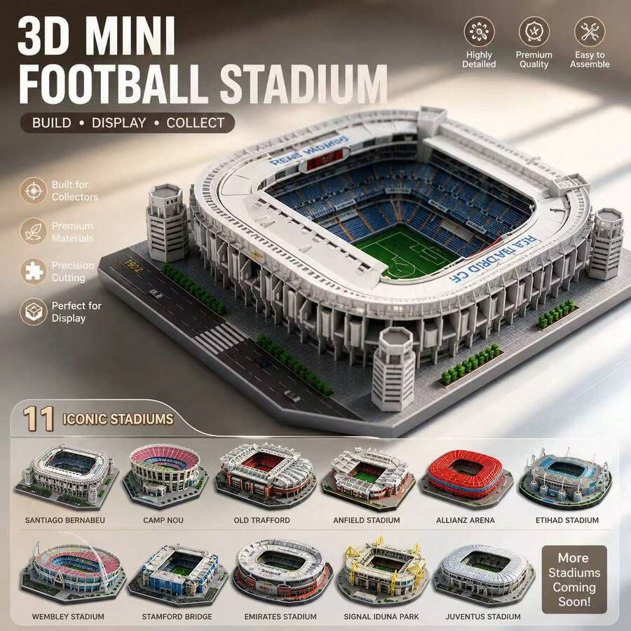 Mô hình sân vận động bóng đá 3D bằng giấy cỡ lớn, hãy cổ vũ cho đội bóng yêu thích của bạn! - Nhiều màu - Xem 1