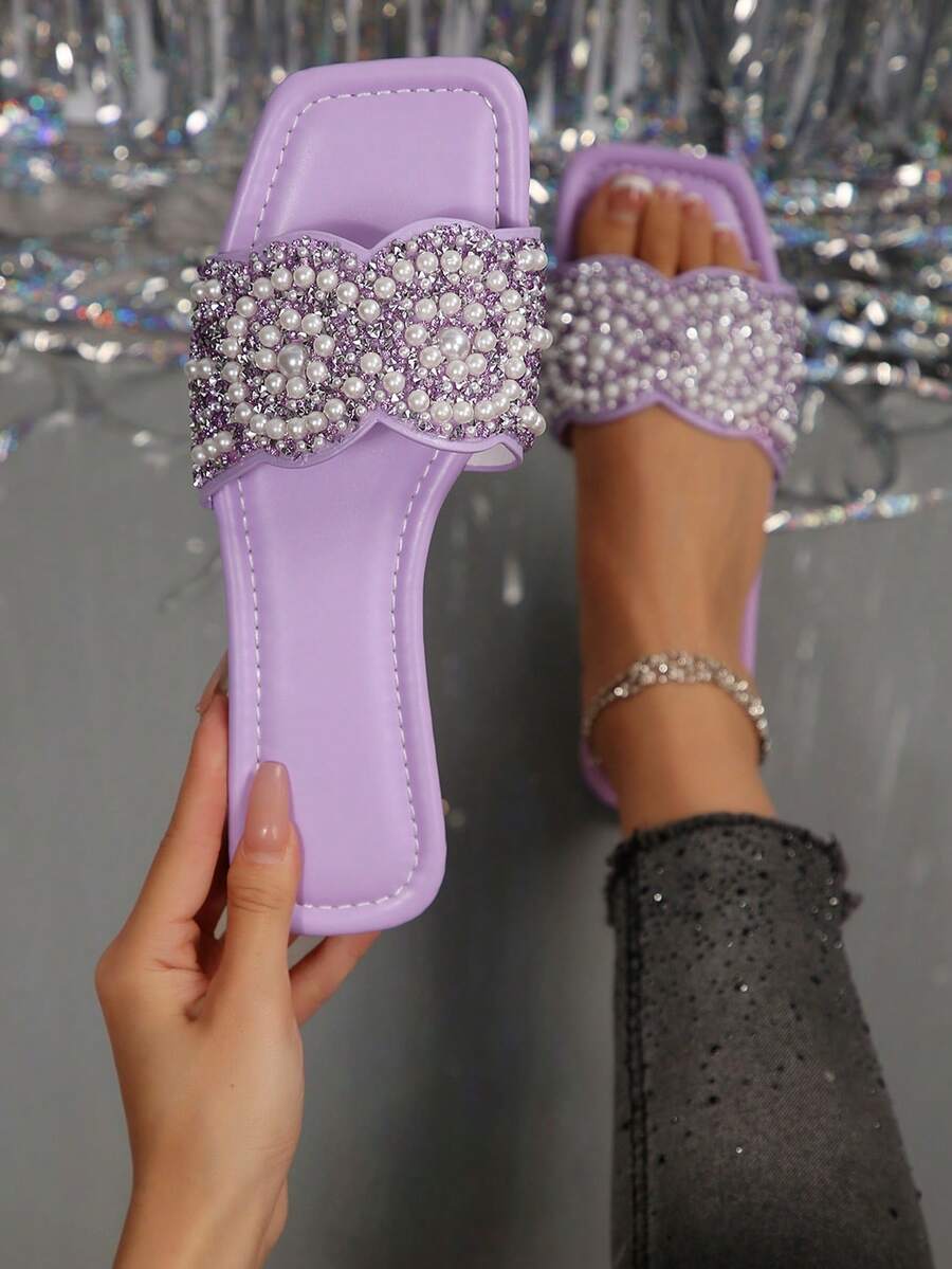 Solid Color Fashion Elegant Party New Style Luxury Anti-Slip Outdoor Vacation Beach S-Shaped Comfortable Versatile - Purple - View 1