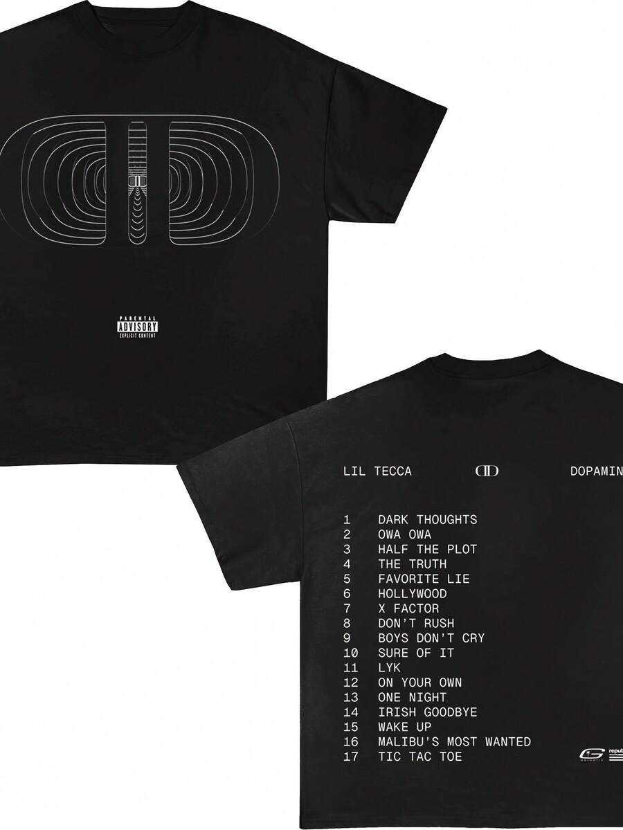 Dopamine Lil Tecca 2 Sided T-Shirt - Black - View 1
