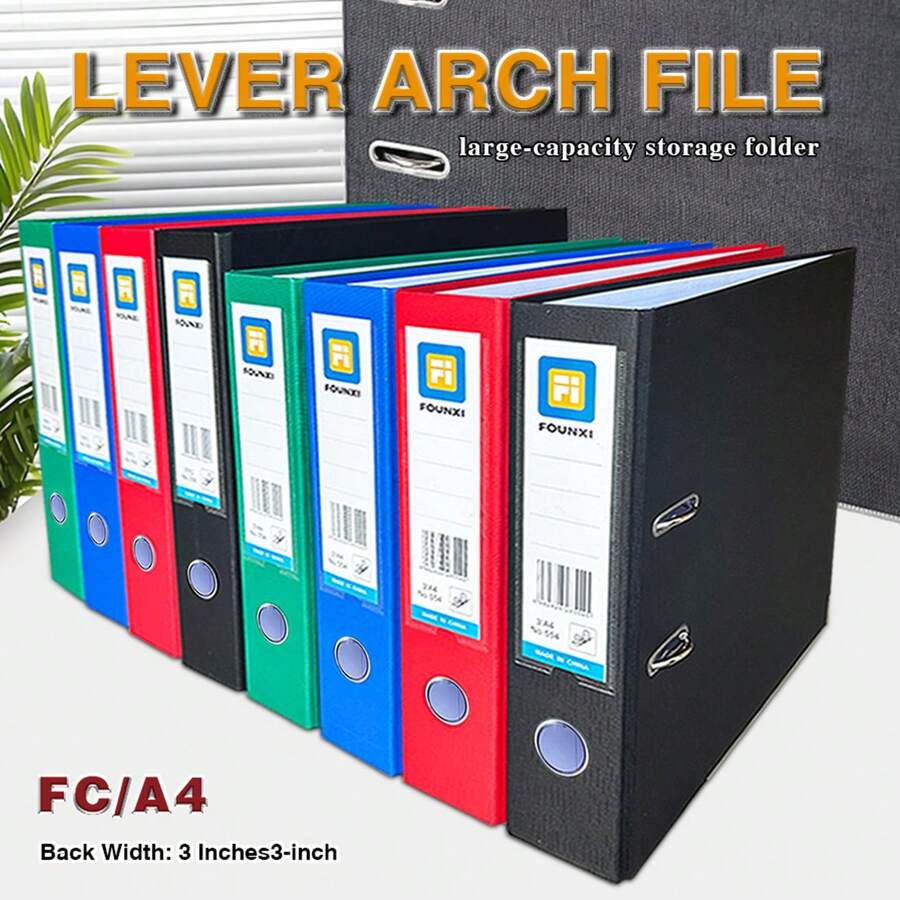 1个3英寸A4/FC活页夹，双环活页夹，带标签夹和指孔，大容量文件整理器，适用于学校和商务场合