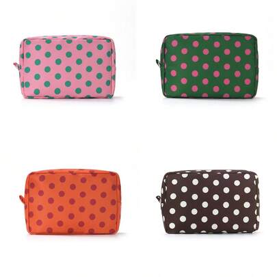 1 Stück Kosmetiktasche im Ins-Stil mit Polka-Punkt-Muster, modische koreanische Kontrastfarben-Clutch, großvolumige Kulturbeutel für Geschäftsreisen, strapazierfähige Nylon-Aufbewahrungstasche, ideales Geschenk für Familie und Freunde