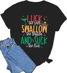 Camiseta Cinco De Mayo para Mujer, Camiseta Mexicana para Fiesta y Vacaciones, Camisetas para Fiesta del Cinco de Mayo, Camiseta con Frases Divertidas, Blusa Casual - Negro - Ver 3
