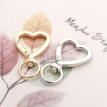 1/8 Pcs Swivel Lobster Claw Clasps Hardware Accessories Rotating Dog Buckle Metal Spring Key Chain Hook Clasps For Handbag DIY Bags Key Rings And Jewelry Making Findings (Z-Heart-Gold) - Multicolor - View 2
