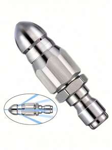 1pc 1/4-Inch High-Pressure Water Jet Nozzle With 6-Hole Water Outlet Pattern - Metal Drain Cleaner, Suitable For Clogged Pipes, Quick-Connect High-Pressure Spray Nozzle, Ideal For Both Household And Commercial Use, Water Jet Cleaner, Rugged Design, Durable Structural Head For Sewer Pipe Cleaning And Unclogging. - 1 Piece (random Color) - View 7