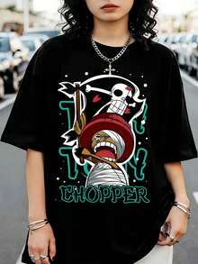 T-TonyS Chopper One Piece Pirate T-Shirt With Bandages, Graphic T-Shirt, Streetwear For Chopper Fans - Black - View 6