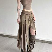 Top Dazzle Sexy Split Asymmetric High Waist Fitted Skirt - Azul - Ver 5