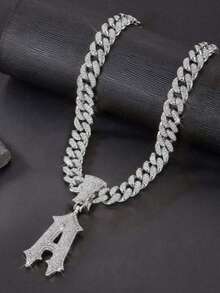 1 Pcs Funky Letter Pendant Necklace Set, Link Chain Hip Hop Jewelry, Perfect Gift For Women And Boys Women Girls Light Luxury High-End Dainty Delicate Pendant Necklace & Light Luxury Choker, Niche Design & Minimalist High-End Style, Sweet Girlish & Gentle Temperament, Shiny Eye-Catching & Texture-Rich, Slim & Versatile & Slimming, Delicate & Exquisite & Thin, Suitable For Daily Commute, Dating Outfits, Dinner Party, Workplace Business, Girlfriends Gathering, Wedding Bridesmaid, Vacation Photography, Street Shooting Styling, Holiday Gift Giving, Light Luxury Street Outings, Annual Party Gala, Casual Daily Wear, Engagement & Spring Summer Outfits, Skin Friendly & Soft Breathable - Bạc - Xem 14