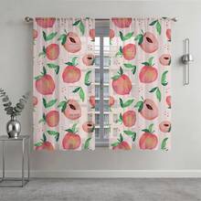 NOSBEI Cortinas transparentes em aquarela pêssego suave (2 peças/1 peça), tecido de poliéster com bolso para varão, filtragem de luz, decoração estética pastel de verão para quarto de bebê e sala de estar, 132 cm de largura x 213 cm de comprimento - Multicolorido - Ver 15