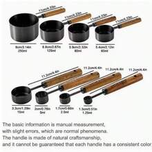 8pcs Stainless Steel Measuring Cup Set With Acacia Wood Handles, 4 Stackable Wooden Measuring Cups And 4 Measuring Cups, Convenient Storage Design, Suitable For Dry And Liquid Baking Ingredients - Multicolor - View 3