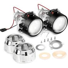 Nilight 2.5" Mini Projector Lens Retrofit Kit For H1 Bulb Headlights, Shroud Custom Headlamp Conversion For Car Upgrade & Night Driving - A - View 1