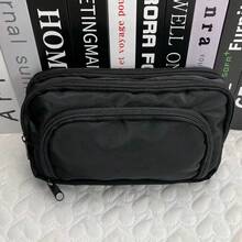1pc Stationery Bag Cream Color Pencil Case Large Capacity 3 Compartments Storage Pouch For Office School Student , Back To School Gifts - 純色 - 查看 8