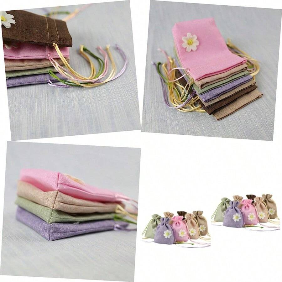 Gatuida 24piezas Bolsas De Cordón Sachets Decorativos De Lino Para Lavanda Especias y Hierbas Mezcla De - como se muestra x 2 piezas - Ver 1