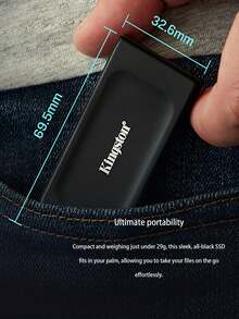 KINGSTON 金士顿 XS1000 2TB Type-C 便携式固态硬盘，PSSD 1TB/2TB 高速传输，最高可达 1000MB/s，配备 USB3.2 接口 - 查看 5