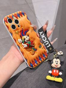 Disney Mickey Mouse Clubhouse Phone Case : 3D Fluffy Pattern Border Protector Phone Soft Phone Case With A Free Cute Mickey Bracelet Chain Lanyard, Mickey, Minnie, Goofy, Donald Duck, Daisy Duck, Pluto, For Apple 17 Promax 17 Pro 16 15 14 13 12 11 Pro Max XS Max X XR Soft Cover Summer Phone Case - 白色 - 查看 6