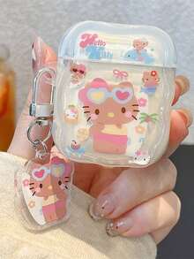 SANRIO Bao đựng tai nghe Hello Kitty bằng da đen kiểu Nhật Bản, viền lượn sóng, phong cách nghỉ hè, phù hợp với thế hệ 1/2/3 Pro - Bao bảo vệ trong suốt chống rơi vỡ. - Nhiều màu - Xem 9
