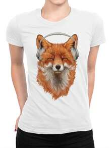 Fox With Headphones T1S1Hirt, M1en's WoM1en's All Sizes FOX336213 - Blanco - Ver 2