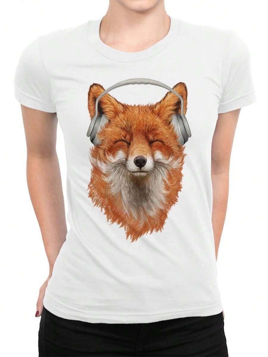 Fox With Headphones T1S1Hirt, M1en's WoM1en's All Sizes FOX336213